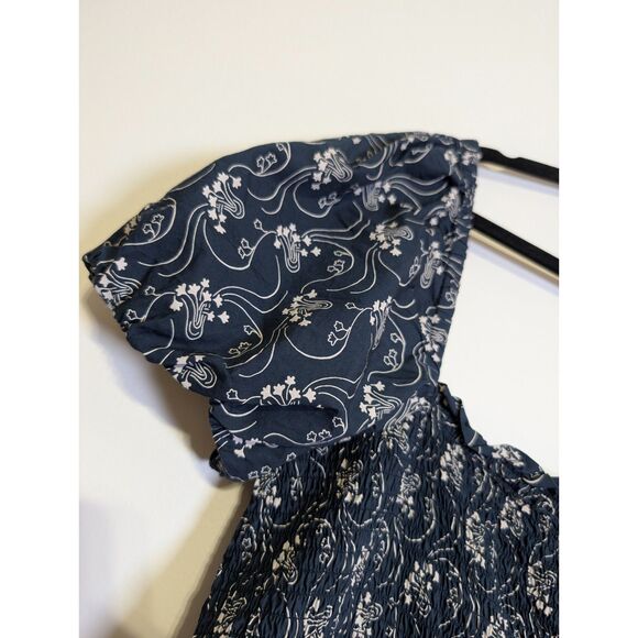 J. Crew XXL Starry Swirl Organic Cotton Smocked Midi Dress Pockets Whimsigoth - Picture 6 of 9